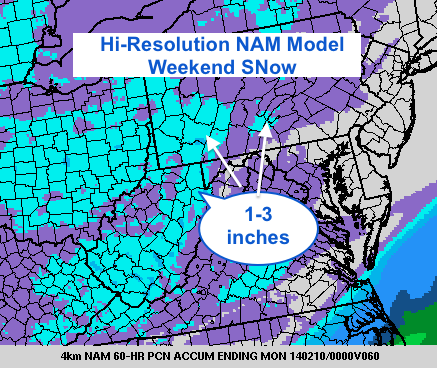 Snow potential seen on Hi-Resolution NAM Model